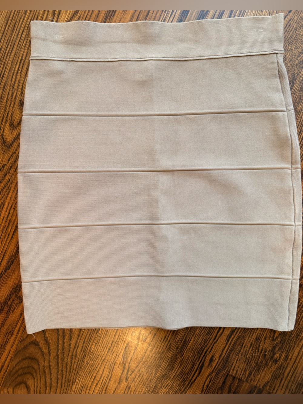 BCBGMaxAzria Neutral Ribbed Strapless Bandage skirt bodycon